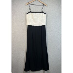Daymor‎ Couture Gown Womens 10 Black White Lace Embellished Maxi Dress Formal